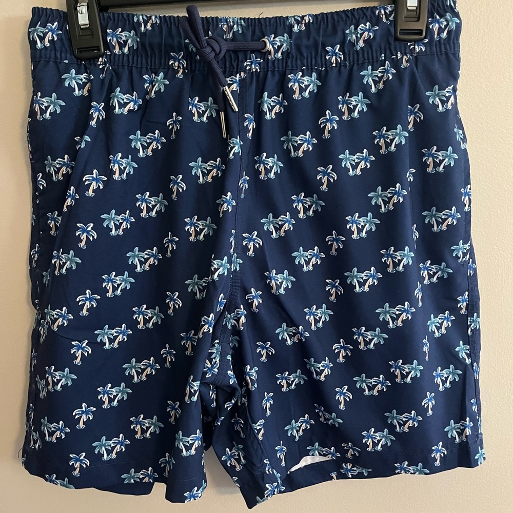 Blue Wave Swim- Navy Blue Palm Tree Swim Shorts - men’s small